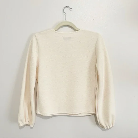 New Madewell Texture & Thread Crepe Wrap Top Cream Ivory Off-White Size S - Picture 6 of 9